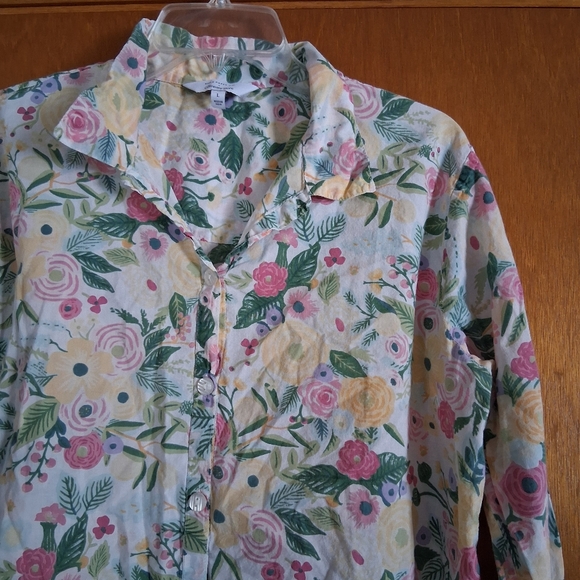 Rifle Paper Co X The Company Store Floral Pajama Top Size Large - Picture 3 of 7